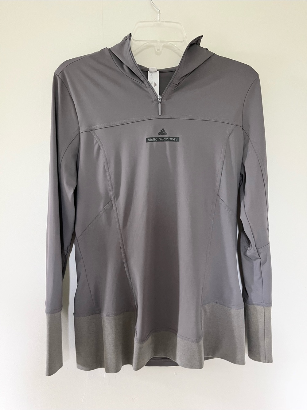 Adidas by Stella McCartney Strech Gray Quarter-Zip Hoodie Size Large